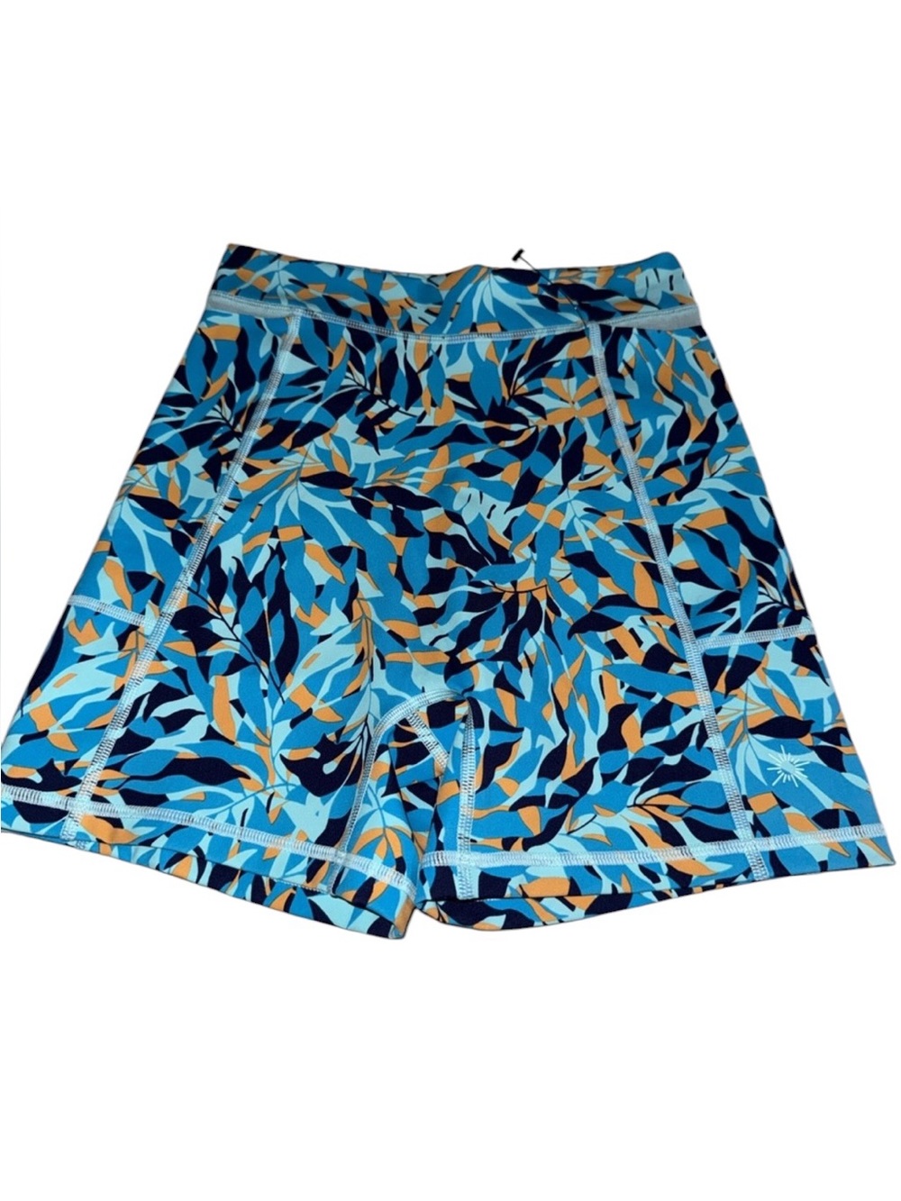 aerie Blue Multi Leaf-Print Athletic Shorts